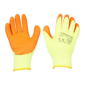 Timco - Eco-Grip Gloves - Crinkle Latex Coated Polycotton - Multi Pack (Size Medium - 12 Pieces)