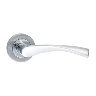 Timco - Edleston Lever On Rose Handles - Polished & Satin Chrome (Size 51mm - 2 Pieces)