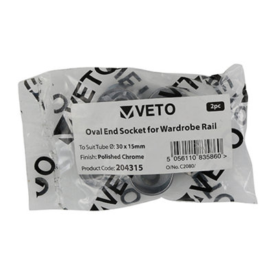Timco - End Socket - For Oval Tube - Polished Chrome (Size 30 x 15 - 2 ...