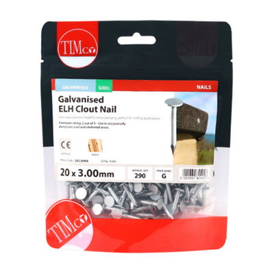 TIMCO Extra Large Head Clout Nails Galvanised - 20 x 3.00 (0.5kg)