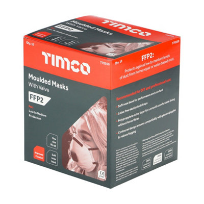 Timco - FFP2 Moulded Masks with Valve (Size One Size - 10 Pieces)