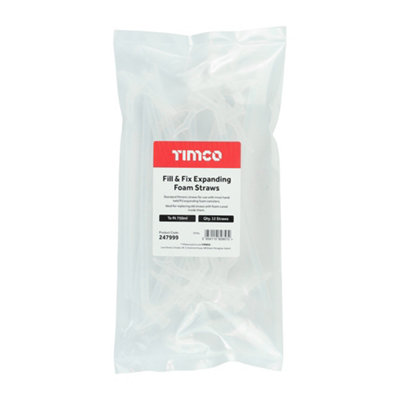 Timco - Fill & Fix Expanding Foam Straws (Size To fit 750ml - 12 Pieces)