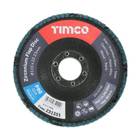 TIMCO Flap Disc Zirconium Type 29 Conical P80 Grit - 115 x 22.23