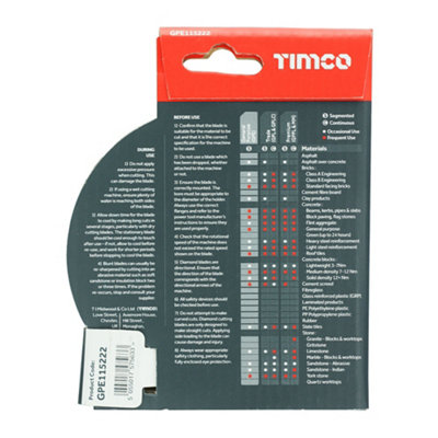 TIMCO General Purpose Diamond Blade Segmented  - 115 x 22.2