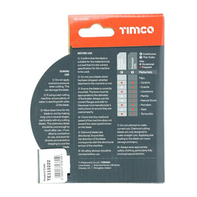 TIMCO General Purpose Tile & Ceramic Blade - 115 x 22.2