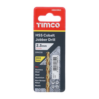 Timco - Ground Jobber Drills - Cobalt M35 (Size 2.5mm - 1 Each)