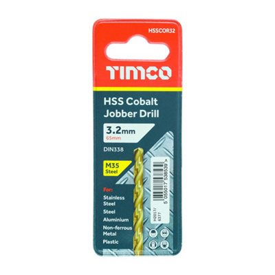 Timco - Ground Jobber Drills - Cobalt M35 (Size 3.2mm - 1 Each)