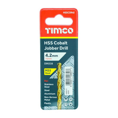 Timco - Ground Jobber Drills - Cobalt M35 (Size 4.2mm - 1 Each)