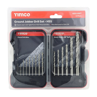 Timco - Ground Jobber Drills Set - HSS (Size 15pcs - 15 Pieces)