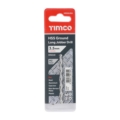 Timco - Ground Long Jobber Drills - HSS M2 (Size 3.5mm - 1 Each)
