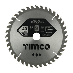 Timco - Handheld Cordless Circular Saw Blade (Size 165 x 20 x 40T - 1 Each)