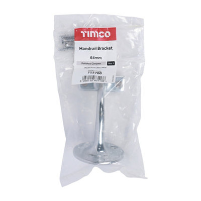 Timco - Handrail Bracket - Polished Chrome (Size 64mm - 1 Each)