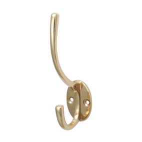 Timco - Hat & Coat Hook - Polished Brass (Size 125 x 32mm - 1 Each)