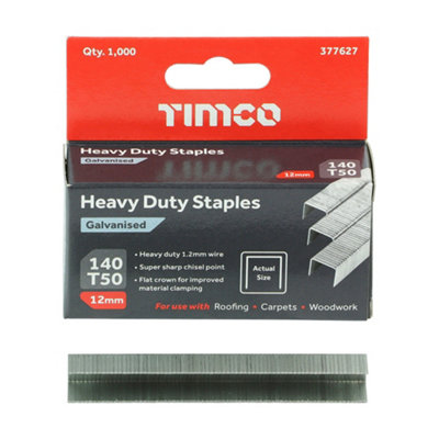 TIMCO Heavy Duty Chisel Point Galvanised Staples - 12mm