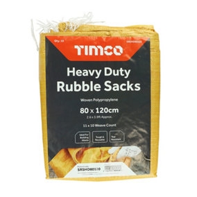 TIMCO Heavy Duty Rubble Sacks - 80 x 120cm (10pcs)