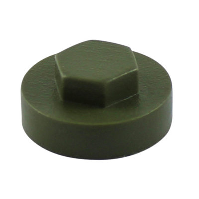 Timco - Hex Head Screw covers - Olive Green (Size 19mm - 1000 Pieces)