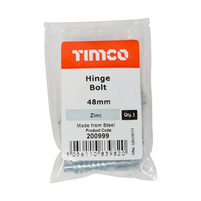 Timco - Hinge Bolt - Zinc (Size 48mm - 2 Pieces)