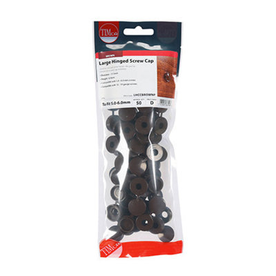 TIMco Hinged Screw Cap Large Brown - To fit 5.0 to 6.0 Screw - 50 Pieces