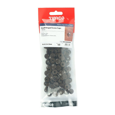 TIMco Hinged Screw Cap Small Brown - To fit 3.0 to 4.5 Screw - 100 Pieces