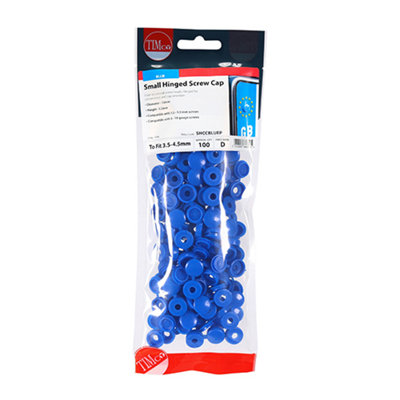 Timco - Hinged screw covers - Small - Blue (Size To fit 3.0 to 4.5 Screw - 100 Pieces)