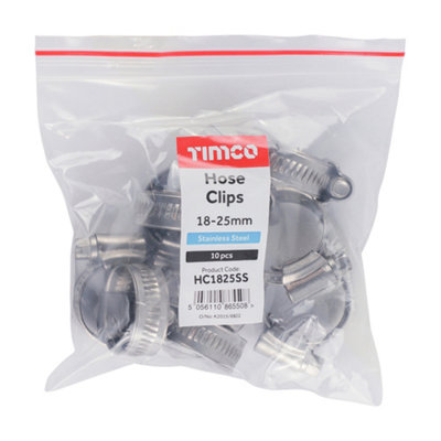 TIMCO Hose Clips A2 Stainless Steel - 18-25mm