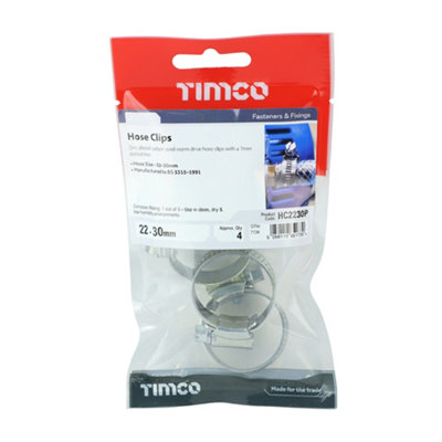 TIMCO Hose Clips Silver - 22-30mm