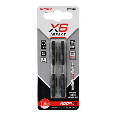 Timco - Impact Driver Bits - TX - Double Ended (Size TX25 x 65 - 2 Pieces)