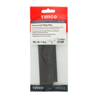 Timco - Intumescent Hinge Pads (Size 100 x 30 x 1.0mm - 6 Pieces)