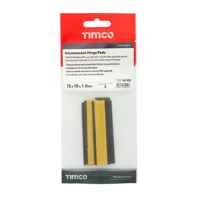 Timco - Intumescent Hinge Pads (Size 75 x 18 x 1.0mm - 6 Pieces)