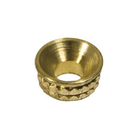 Timco - Knurled Inset Screw Cups - Solid Brass (Size To fit 3.5 Screw - 8 Pieces)