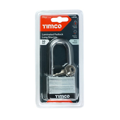 Timco - Laminated Padlock Long Shackle (Size 50mm - 1 Each)