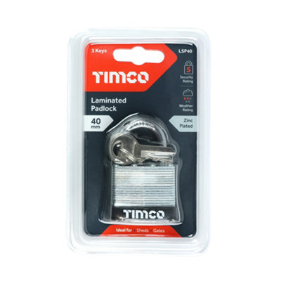 Timco - Laminated Padlock (Size 40mm - 1 Each)