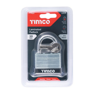 Timco - Laminated Padlock (Size 50mm - 1 Each)