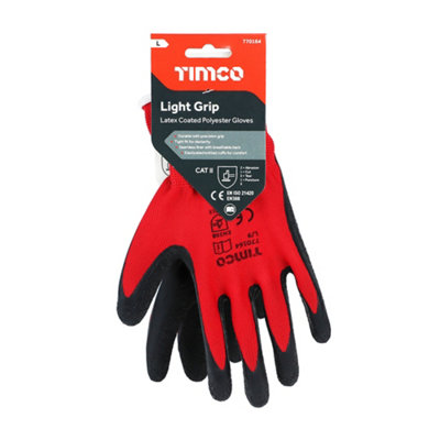 Timco - Light Grip Gloves - Crinkle Latex Coated Polyester (Size Large - 1 Each)