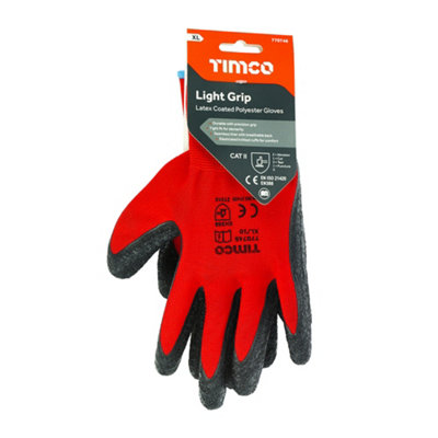 Timco - Light Grip Gloves - Crinkle Latex Coated Polyester (Size X Large - 1 Each)
