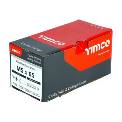 Timco - Metal Cavity Anchors - Zinc (Size M5 x 65 (70mm Screw) - 100 Pieces)