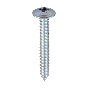 Timco - Metal Tapping Screws - PZ - Flange - Self-Tapping - Zinc (Size 8 x 1 1/4 - 200 Pieces)