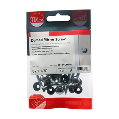 TIMCO Mirror Screws Dome Head Chrome - 8 x 1 1/4