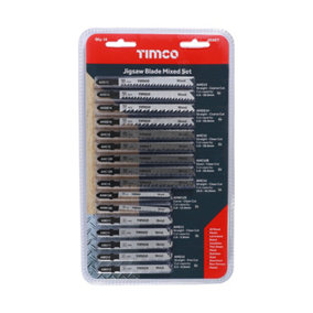 TIMCO Mixed Jigsaw Set Wood & Metal Cutting HSS Blades - Mixed (16pcs)