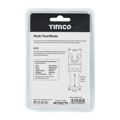 TIMCO Multi-Tool Coarse Cut Blades For Wood Carbon Steel - 32mm (5pcs)