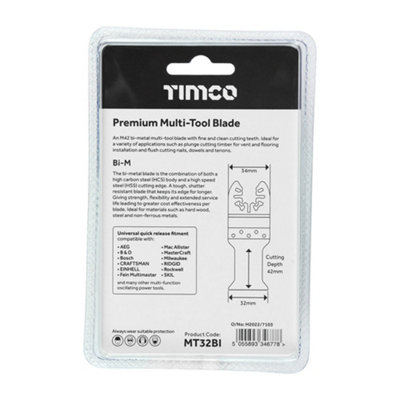 TIMCO Multi-Tool Fine Cut Blade For Wood/Metal Bi-Metal - 32mm