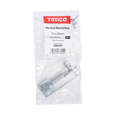 Timco - Necked Barrel Bolt - Satin Chrome (Size 75 x 25mm - 1 Each)