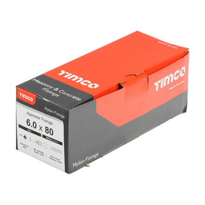 TIMCO Nylon Hammer Fixings - 6.0 x 80 (200pcs)