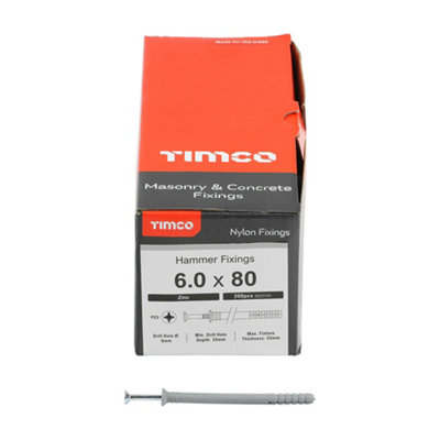TIMCO Nylon Hammer Fixings - 6.0 x 80 (200pcs)