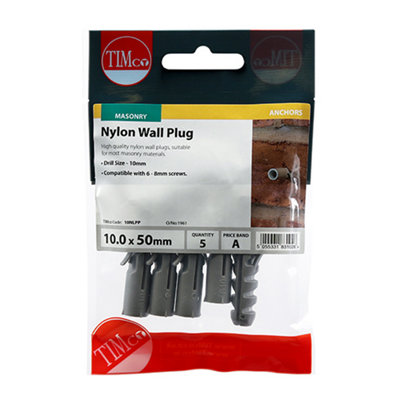 Timco - Nylon Plugs (Size 10.0 x 50 - 5 Pieces)