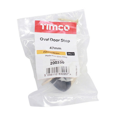 TIMCO Oval Door Stop Polished Brass - 47mm