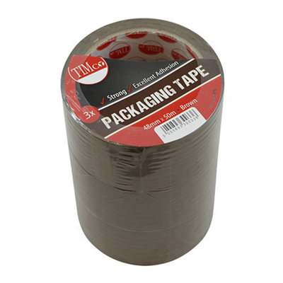 Timco - Packaging Tape - Brown (Size 50m x 48mm - 3 Pieces)