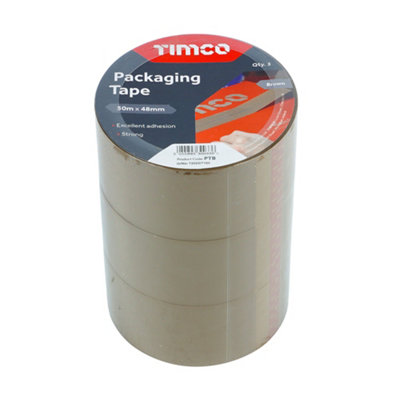 Timco - Packaging Tape - Brown (Size 50m x 48mm - 3 Pieces)