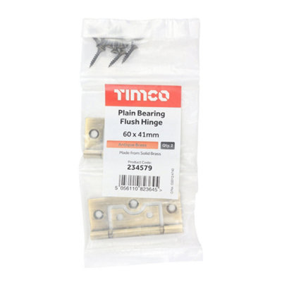 TIMCO Plain Bearing Flush Brass Hinges Antique Brass - 60 x 41 (2pcs)