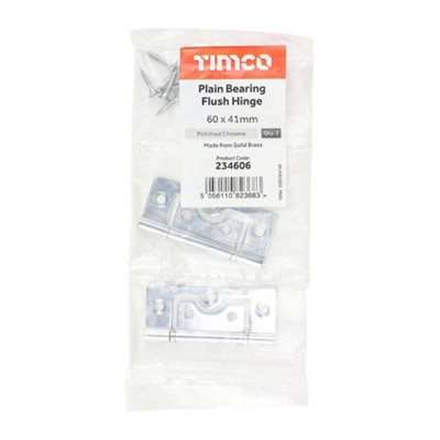 TIMCO Plain Bearing Flush Brass Hinges Ploshed Chrome - 60 x 41 (2pcs)